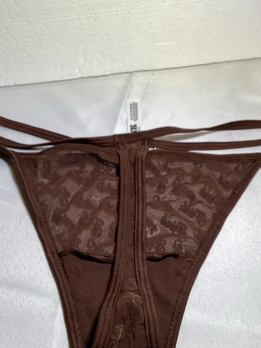PINK Victoria's Secret Brown Sheer Logo Thong